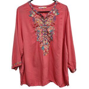 C&C California Pink Embroidered Blouse